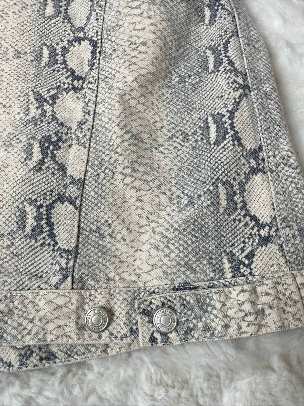Free People Neutral Snake-Print Denim Jacket - Picture 11 of 11